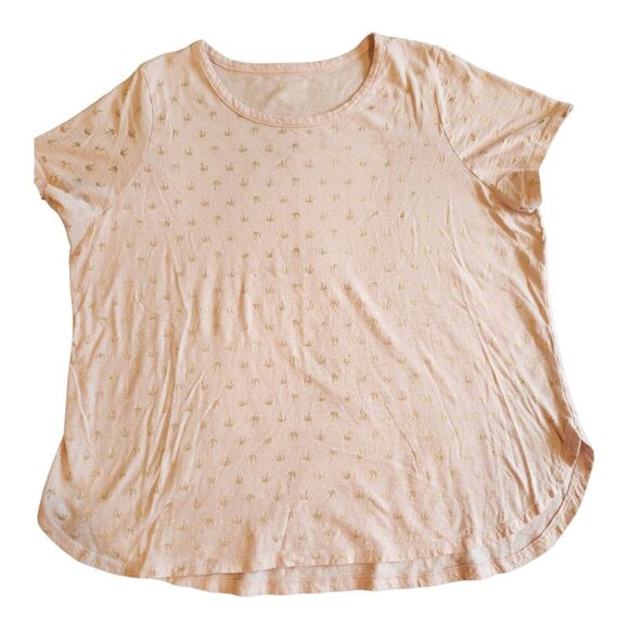 Lane Bryant T-Shirt Size 18/20 Pink w Gold Metallic Palm Trees Short Sleeve Tee - Picture 5 of 11
